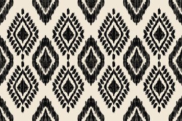Seamless ethnic Ikat pattern in tribal, folk embroidery, and Mexican style Aztec geometry for Graphic Arts, Carpet Design, Wallpaper, Wrapping, and Clothing. © opart