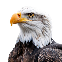 Obraz premium Bald Eagle Close-Up Isolated on Transparent or White Background, PNG