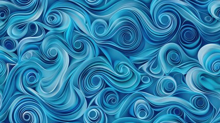 Abstract swirling patterns in shades of blue and white, reminiscent of wind or water currents. Seamless design ideal for backgrounds or modern projects.
