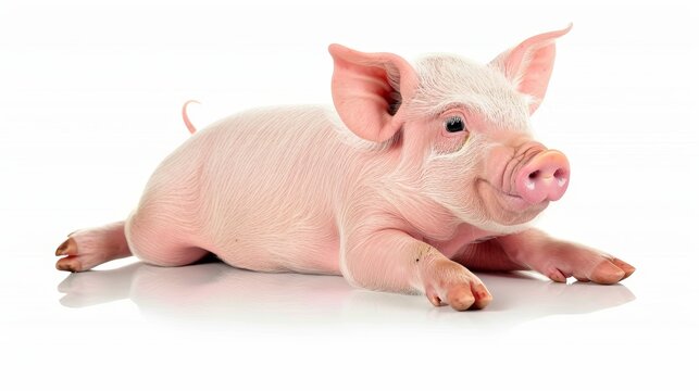 recommend clip art: Small pink pig isolated on white background