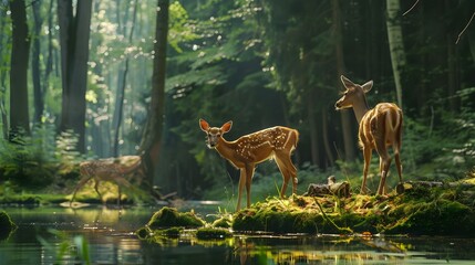 Deer in the Green Forest