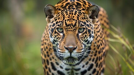 Fototapeta premium Close-Up Portrait of Wild Jaguar in Africa