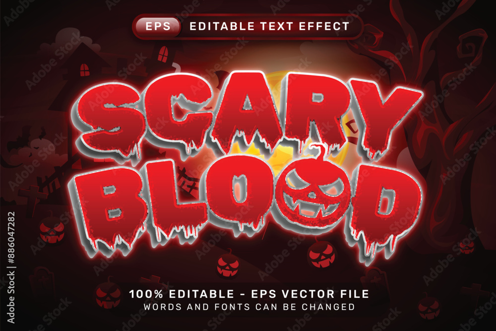 Aufkleber scary bold halloween text effect and editable text effect with halloween background