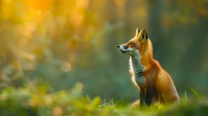 Naklejka premium Red Fox hunting wildlife scene