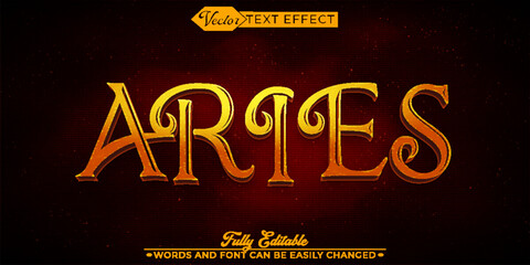 Dark Red Aries Zodiac Vector Editable Text Effect Template