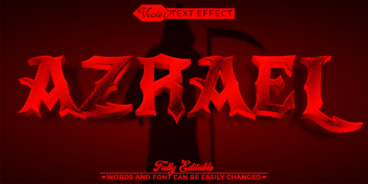 Azrael Red Demon Hell Vector Editable Text Effect Template