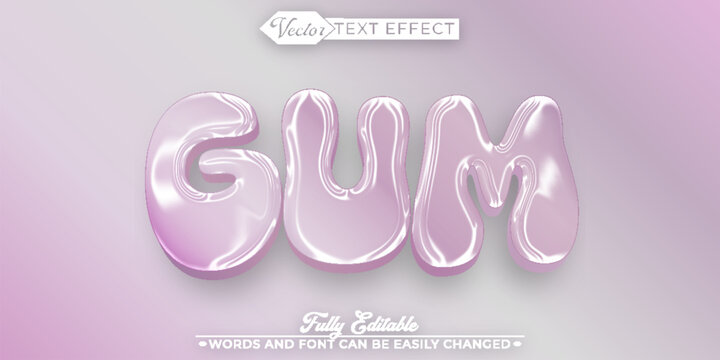 Cartoon Bubblegum Vector Editable Text Effect Template