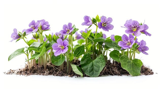 Mandragora officinarum with violet flowers isolated on the white background