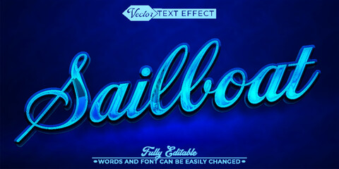 Blue Sailor Vector Editable Text Effect Template