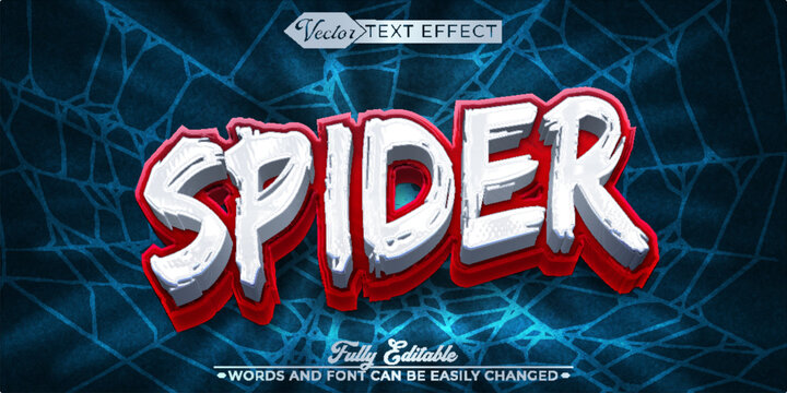 Cartoon Shiny Spider Vector Editable Text Effect Template
