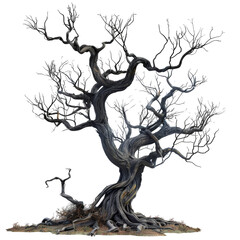 Dead Tree for Halloween Isolated on Transparent or White Background, PNG