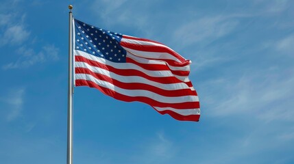 Fototapeta premium American flag on the blue sky