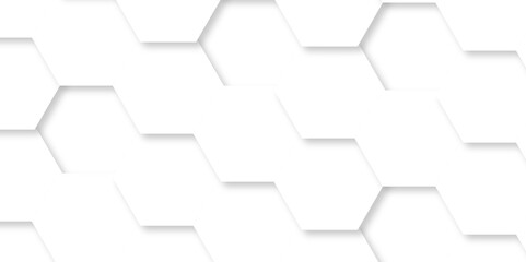 Abstract white 3d hexagon creative grid honeycomb structure mosaic pattern background. luxury minimal technology network abstraction tech digital tile vector wall banner surface polygon background.