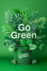 Go Green Conccept, Embrace Eco Friendly Practices, Sustainable Living, Renewable Energy Solutions, and Green Initiatives for a Healthier Planet, Sustainable Practices for Cleaner, Eco Friendly Future