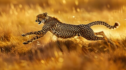 Fototapeta premium Cheetah running on the savanna