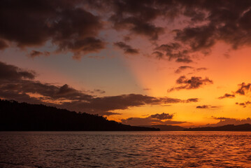 Sky view at sunset on the beach