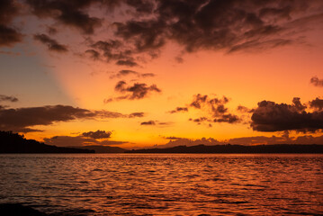 Sky view at sunset on the beach