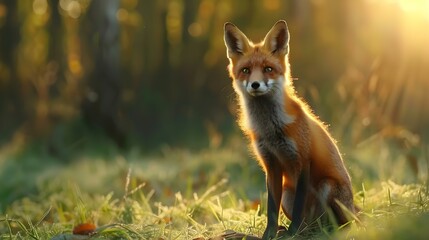 Fototapeta premium Red Fox hunting wildlife scene