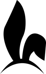 bunny ears icon, Rabbit ear silhouette, Easter hare pictogram. Cute bunny ears headband for Easter, rabbit costume mask, festive decoration for head. on transparent background, for greeting card.