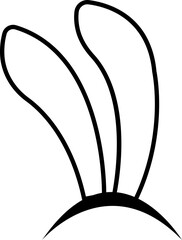 bunny ears icon, Rabbit ear silhouette, Easter hare pictogram. Cute bunny ears headband for Easter, rabbit costume mask, festive decoration for head. on transparent background, for greeting card.