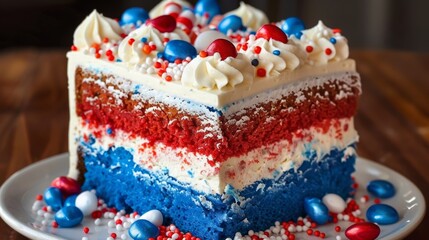 Small cake piece or pastry fourth July special