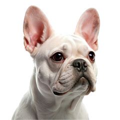 Fototapeta premium Portrait of the white french bulldog dog side view isolated on transparent background
