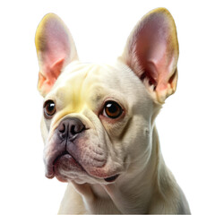 Fototapeta premium Portrait of the white french bulldog dog side view isolated on transparent background