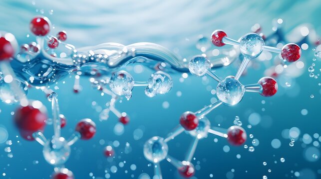 Illustration of sodium laureth sulfate molecules interacting with water and oil, dynamic visual