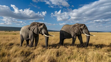 Fototapeta premium African elephant bulls in field, Eastern Cape, South Africa