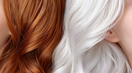 Naklejka premium Comparison image of hair with and without sodium laureth sulfate use, clear contrast, beauty care