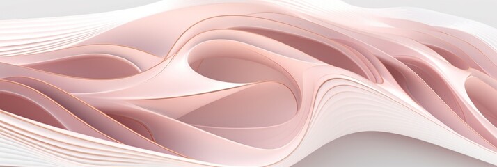 Obraz premium A close-up of an abstract background with swirling curves in shades of pink and white, with a subtle banner effect