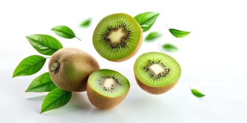 Fototapeta premium kiwi fruit on white