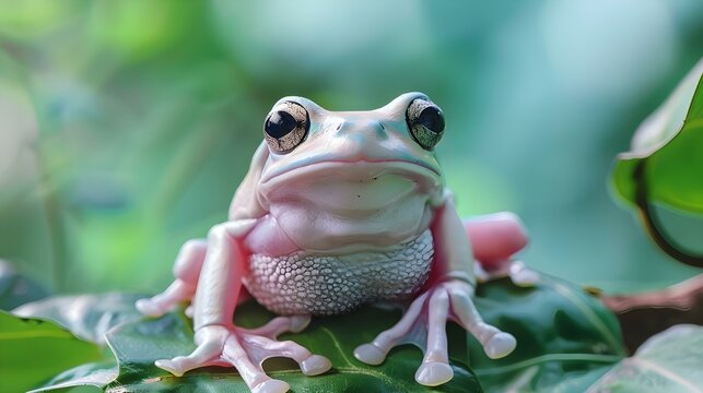 Australian White Tree Frog on Leaves