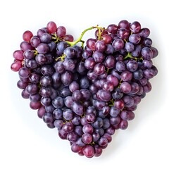 Fototapeta premium Purple Grapes Forming Love / Heart Shape, Isolated on White Background : Suitable for Be Used in Blog Posts, Social Media Posts or Website Content Related to Fruits and Vegetables.