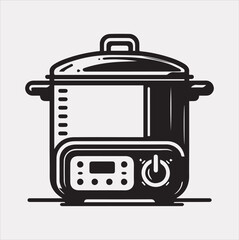 Electric pan Pressure Cooker silhouette vector on a white background