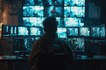 The man watching the surveillance screen
