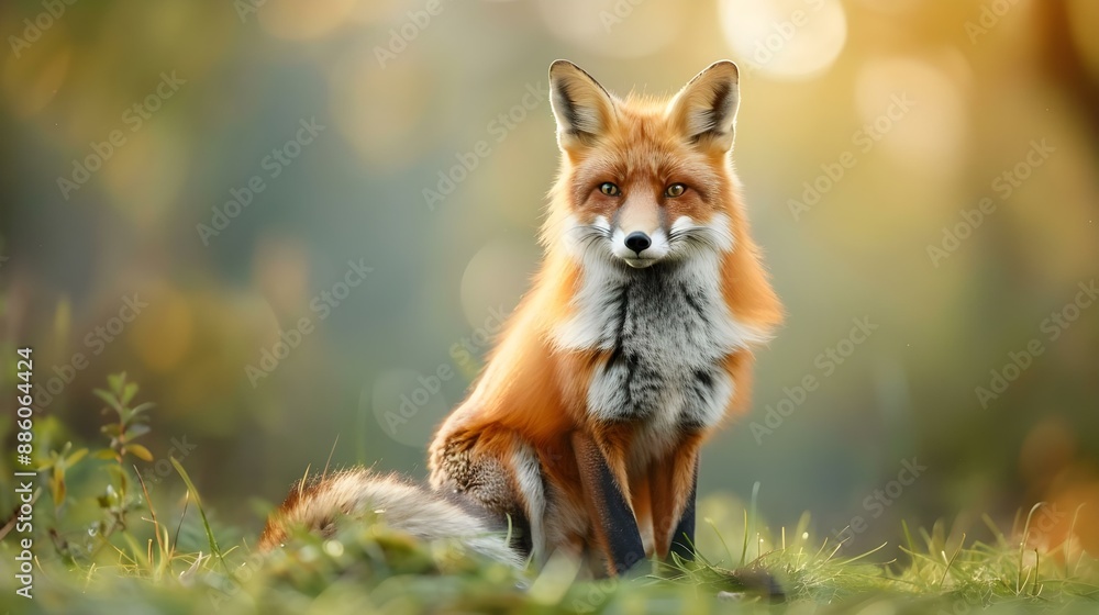 Poster red fox hunting - wildlife scene from europe