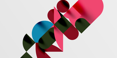 Circles, semi circles, squares and round shapes mosaic techno art. Vector Illustration For Wallpaper, Banner, Background, Card, Book Illustration, landing page