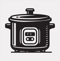 Electric pan Pressure Cooker silhouette vector on a white background