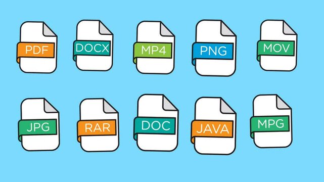 Documents File Format Line icons set