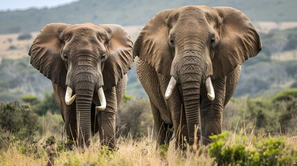 Fototapeta premium African elephant bulls in the field