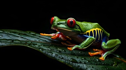 Naklejka premium Red-eyed tree frog (Agalychnis callidryas) on a leaf