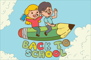 Back to school cartoon vector design