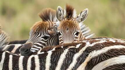 Zebra foal resting head on the back