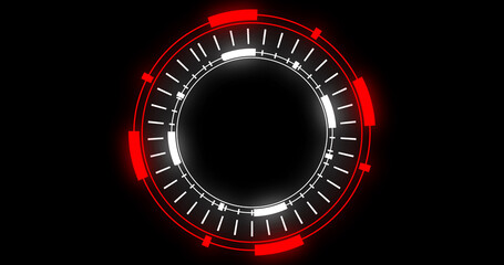 Technological animation of hud radial circular progress. Computer technology background. Futuristic hud for Cyberspace, hi-tech FUI design, title, TV news, and news channels.