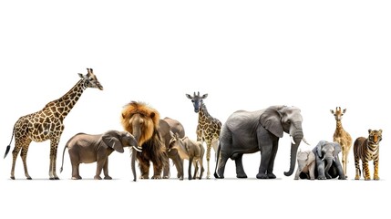 Large group of African safari wildlife animals