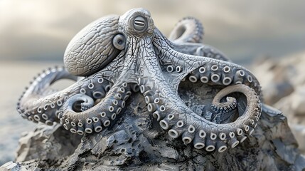 Obraz premium Generative AI illustration of detailed octopus shot