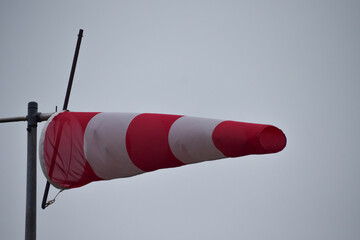 Red and White Windsock Indicating Wind Direction
