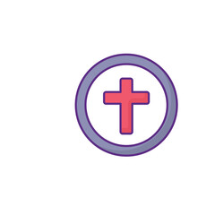 Fototapeta premium Cross icon design with white background stock illustration