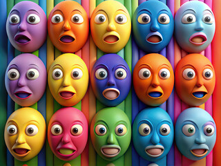 Obraz premium 4K Colorful Faces with Different Expressions